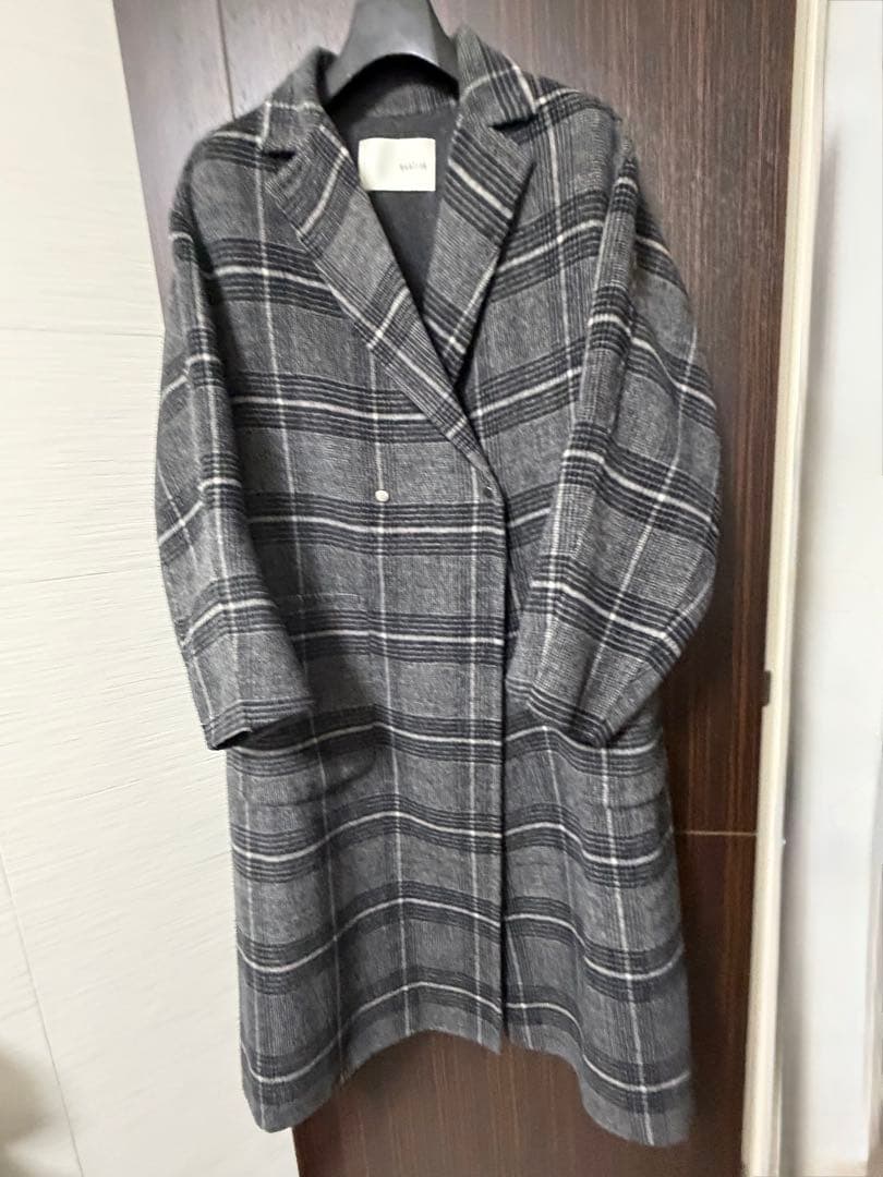 ⭐︎yukiさん専用⭐︎グレー チェック柄 ロングコート Mサイズ