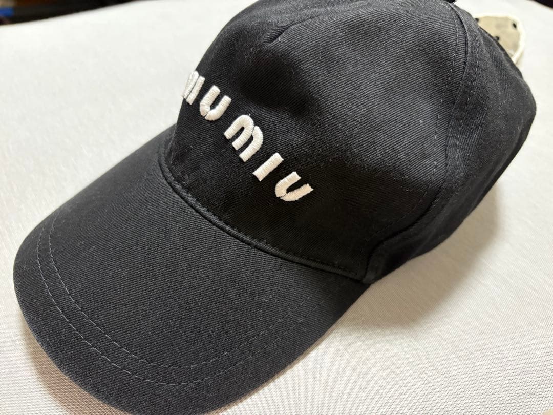 miumiu コットン　ベースボールキャップ　ドットリボン