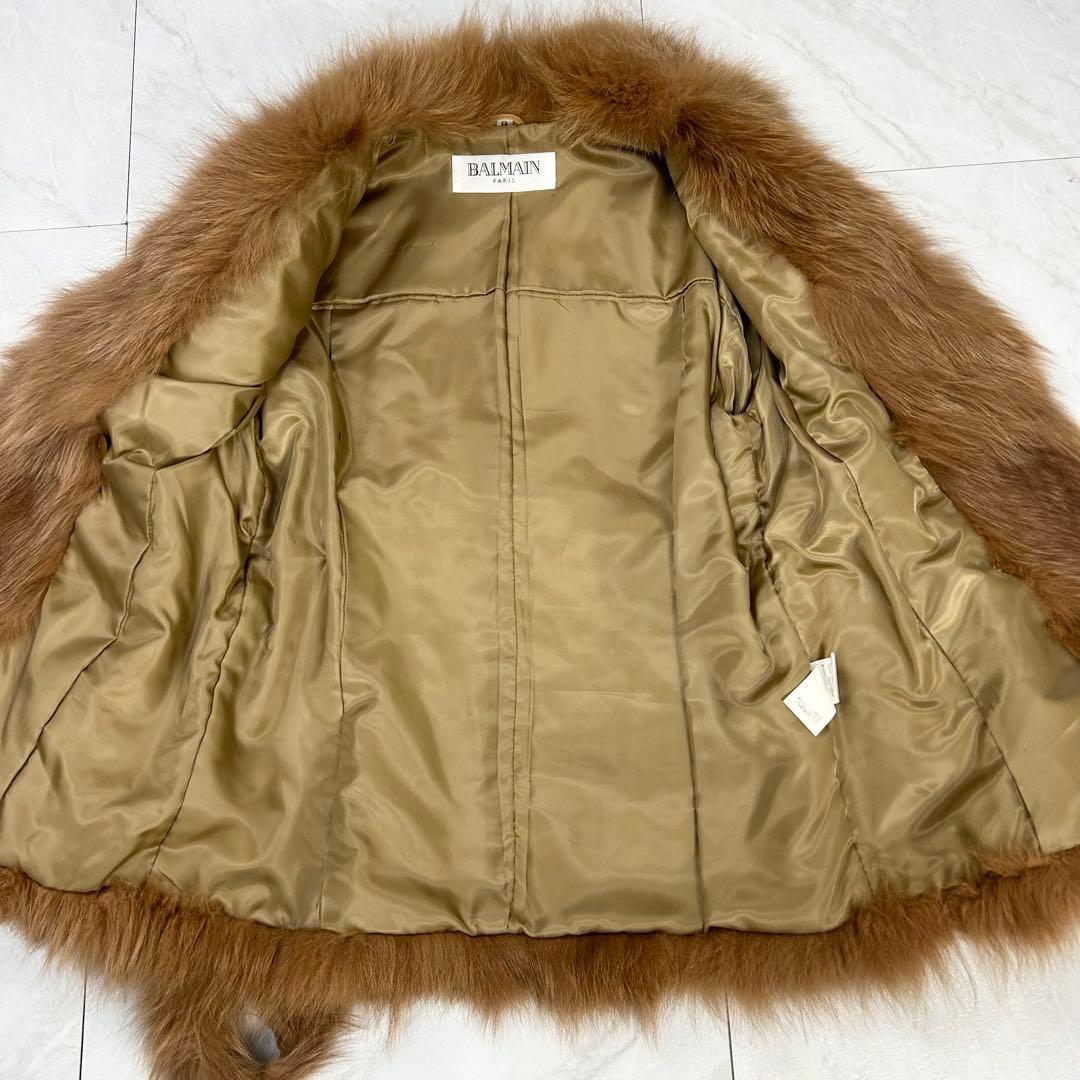 極美品BALMAIN ベルト付き レザー フォックスファー ジャケット 9