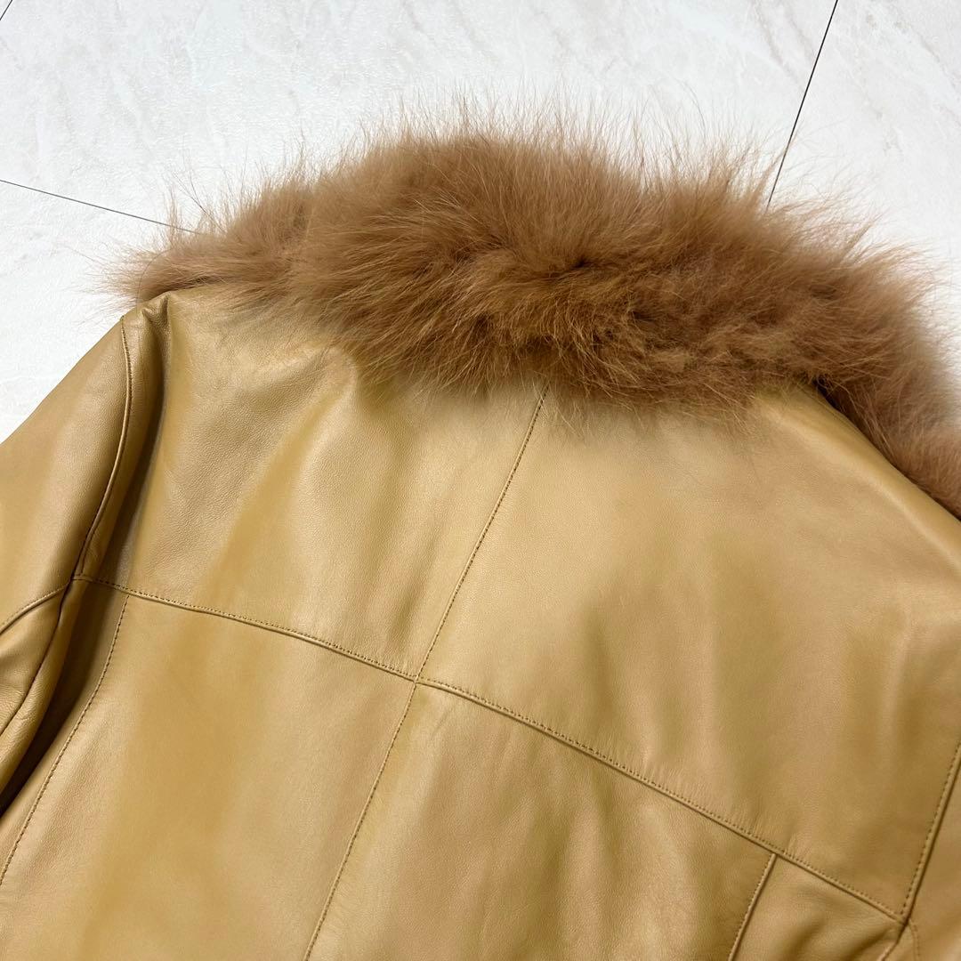 極美品BALMAIN ベルト付き レザー フォックスファー ジャケット 9