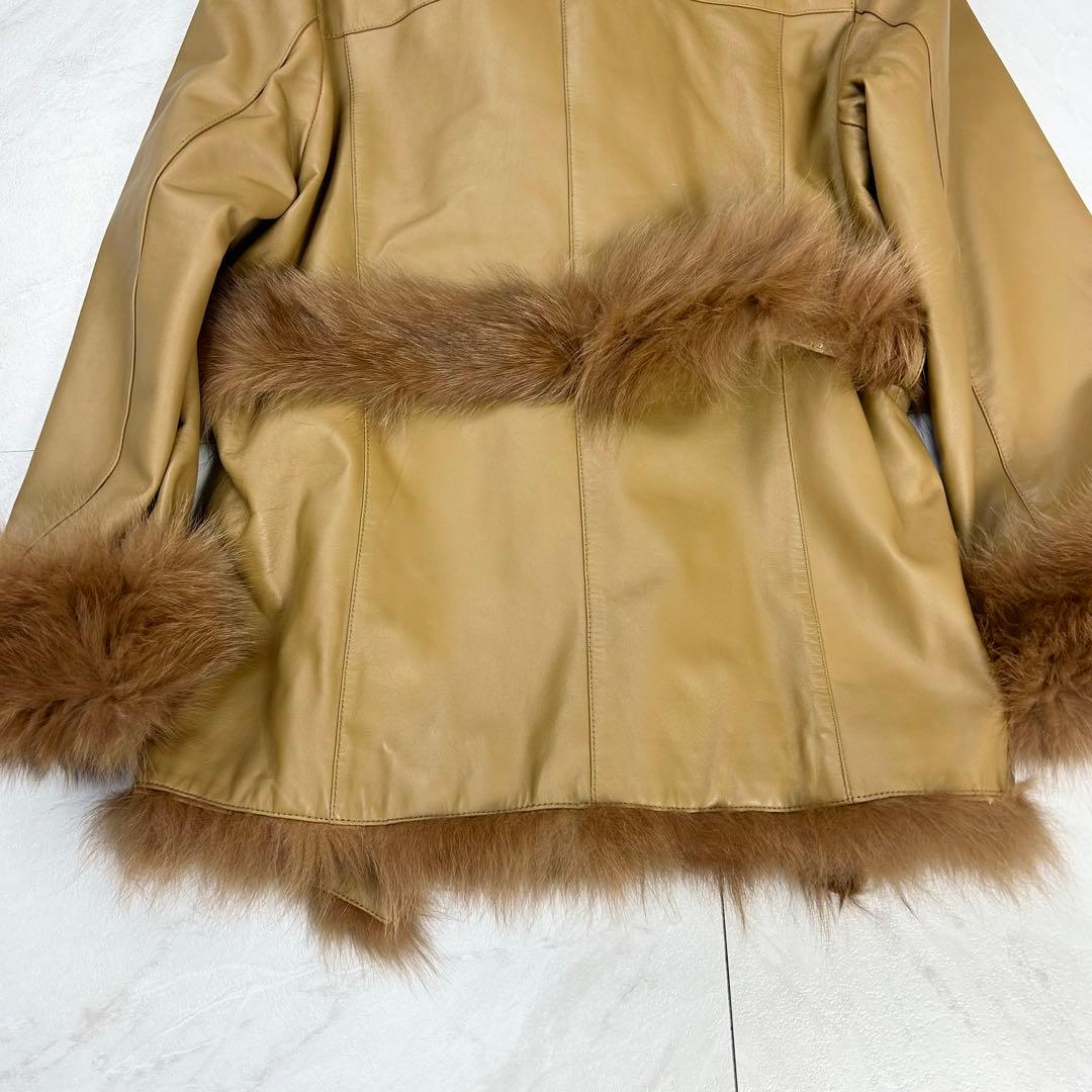 極美品BALMAIN ベルト付き レザー フォックスファー ジャケット 9