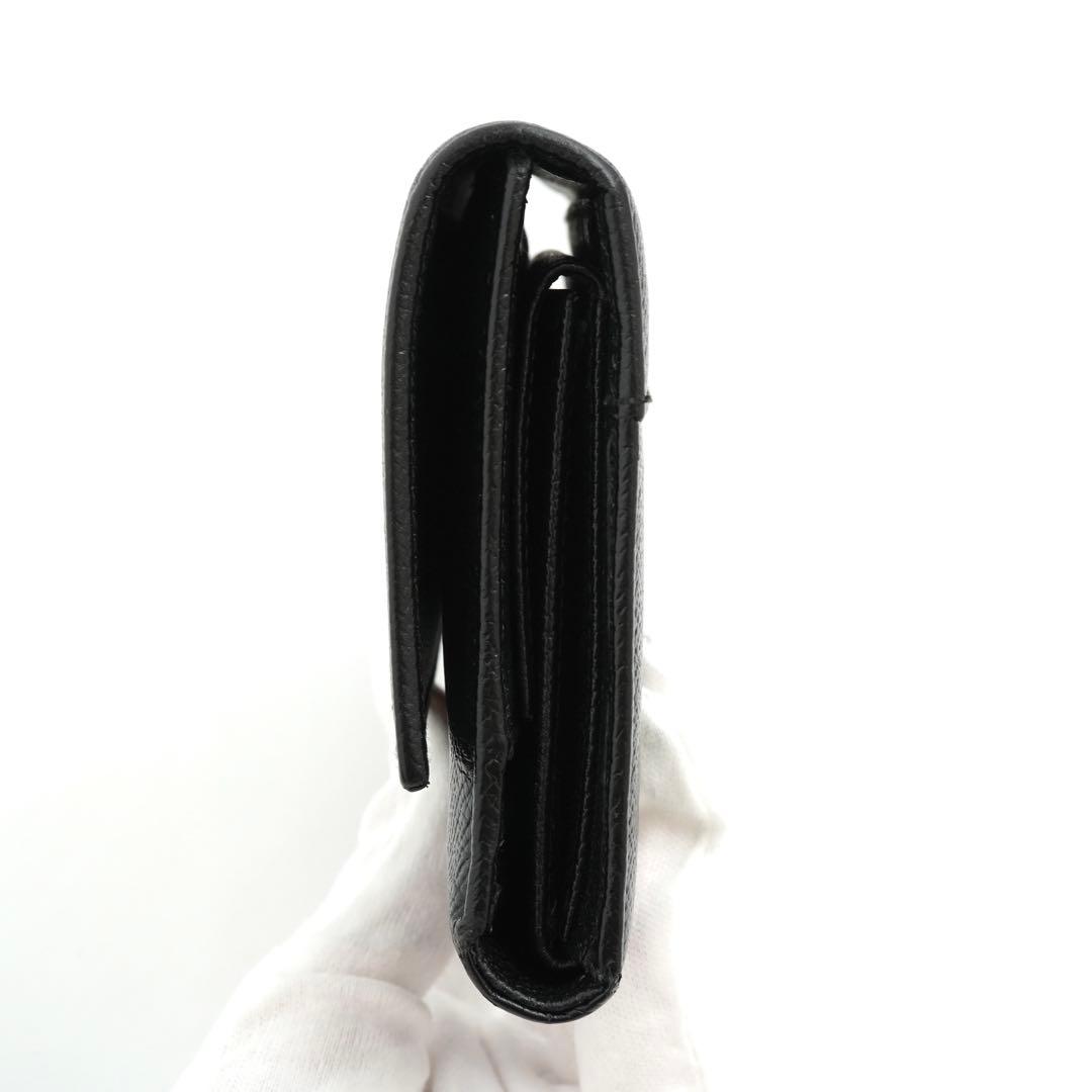 ✨極美品・箱付✨　ブルガリ　三つ折り　クラシコ　ロゴマニア　レザー　ブラック