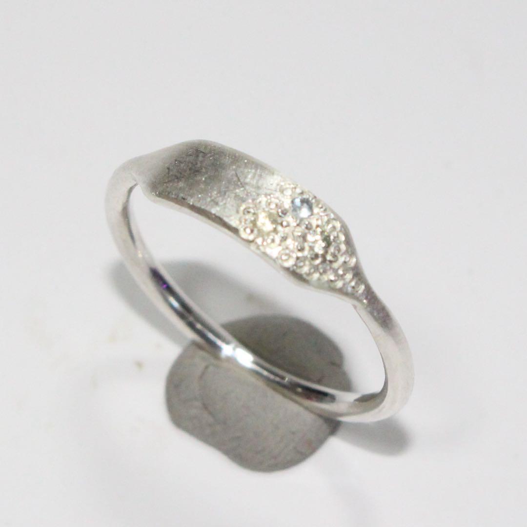 サファイアミル打ち留めシルバープレートデザインリング約12号