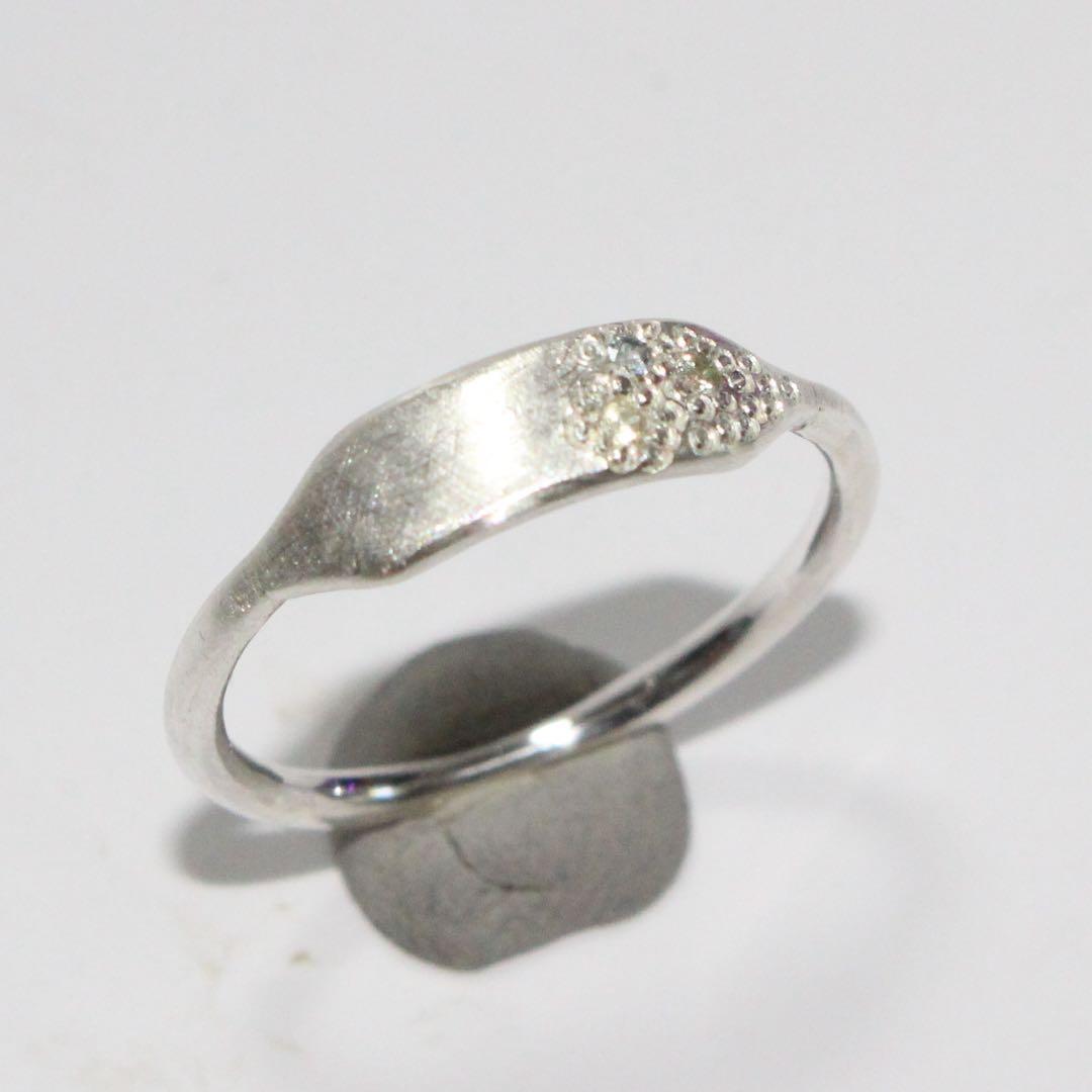 サファイアミル打ち留めシルバープレートデザインリング約12号