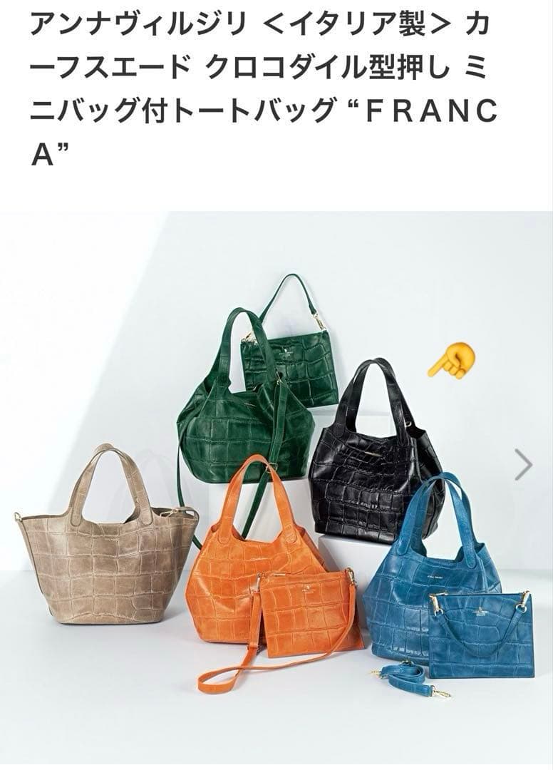 クロコダイル型押しトートバッグセット　アンナヴィルジリ★新品★