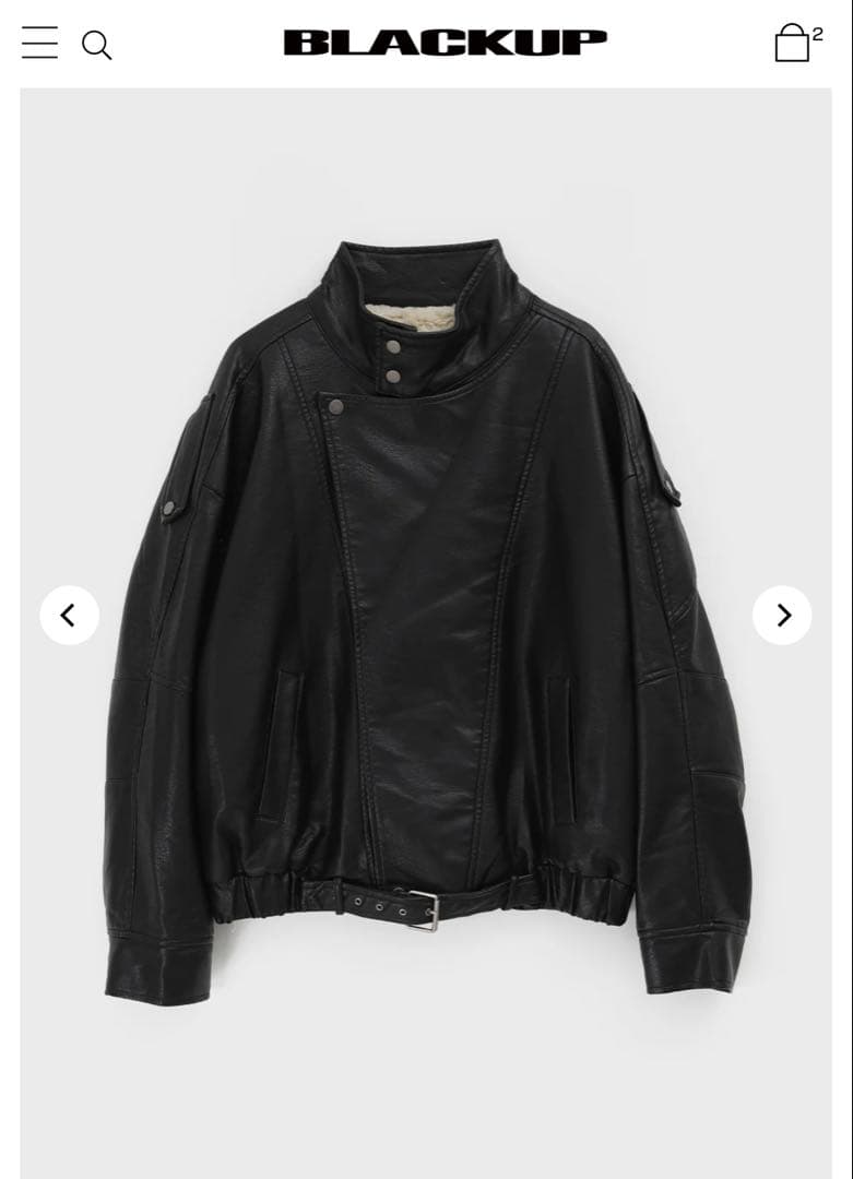 ジャケット・アウター BLACKUP Shagle High-NeckFurLeatherJumper