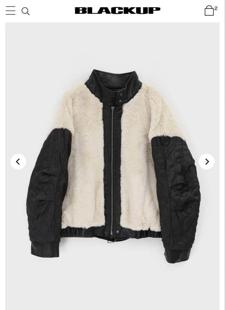 ジャケット・アウター BLACKUP Shagle High-NeckFurLeatherJumper
