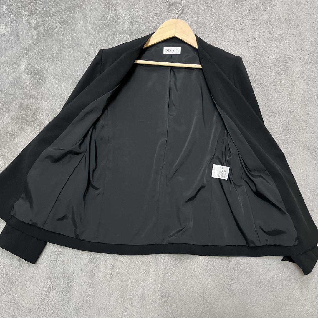 美品PLST プラステ　レディースビジネス　ノーカラースーツ　パンツセットアップ