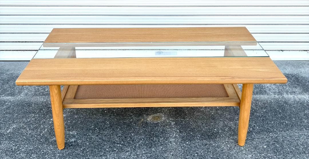 【美品】NAGANO INTERIOR センターテーブル ガラス 天然木