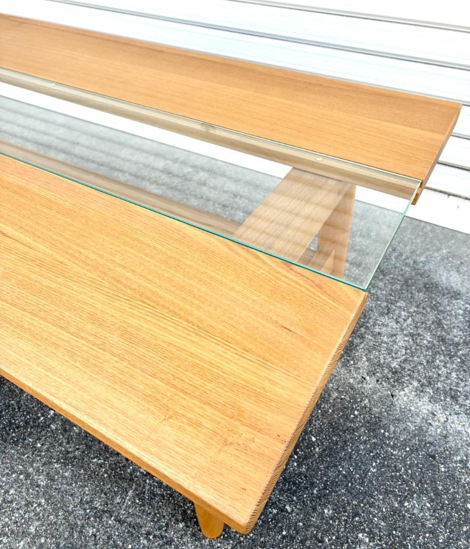 【美品】NAGANO INTERIOR センターテーブル ガラス 天然木