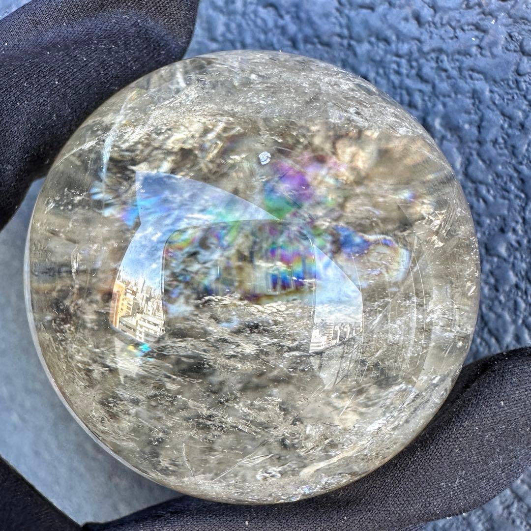 【金運·商売❗️ 】別格高級品❗️シトリン黄水晶 丸玉レインボー☆天然石A1386