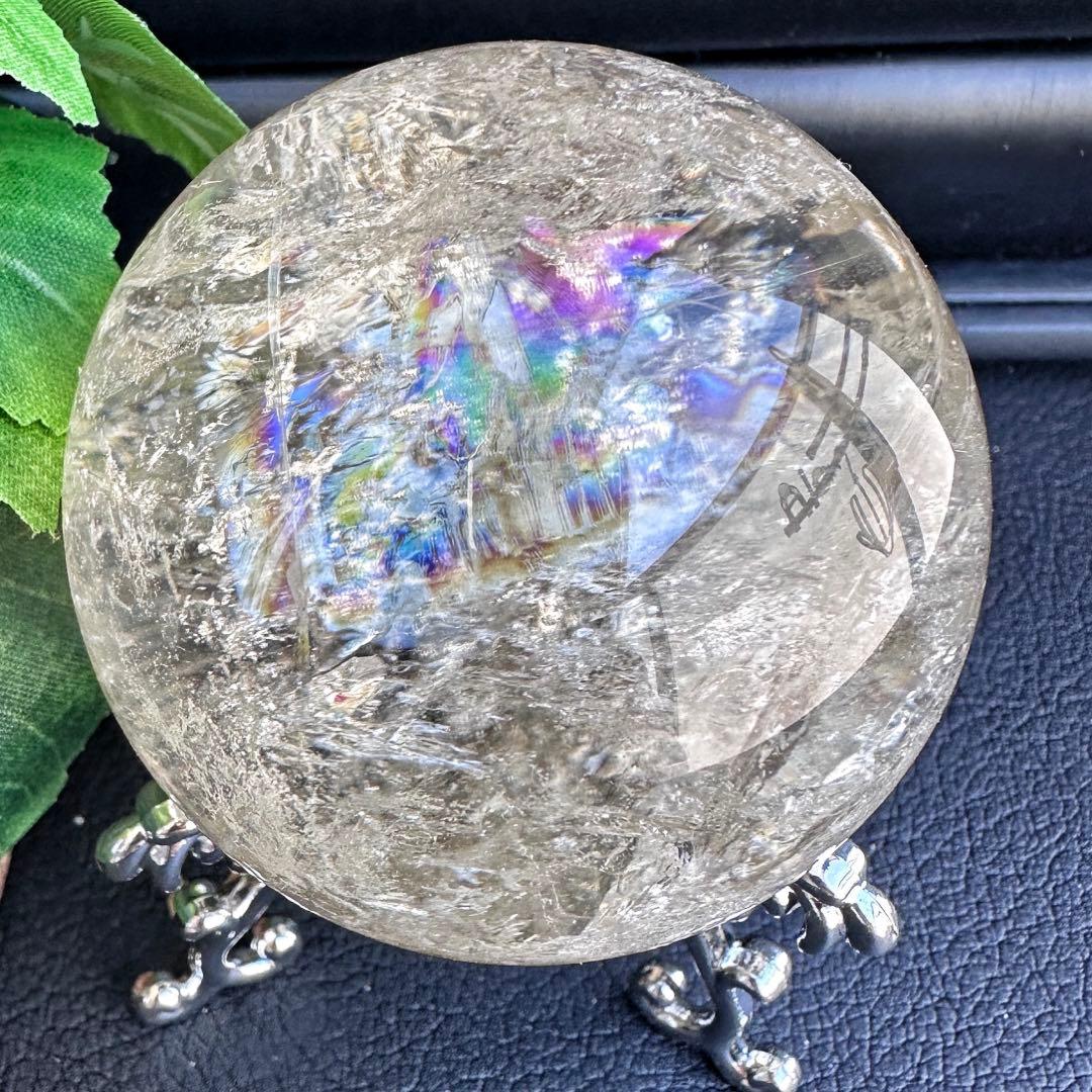 【金運·商売❗️ 】別格高級品❗️シトリン黄水晶 丸玉レインボー☆天然石A1386
