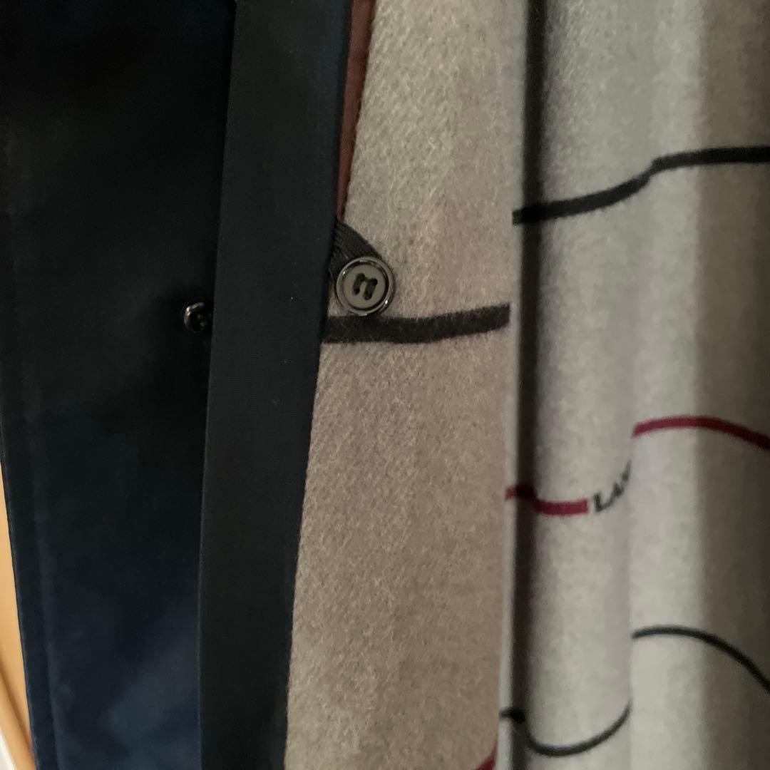 LANVIN ネイビー ステンカラーコート L ウール　シルク