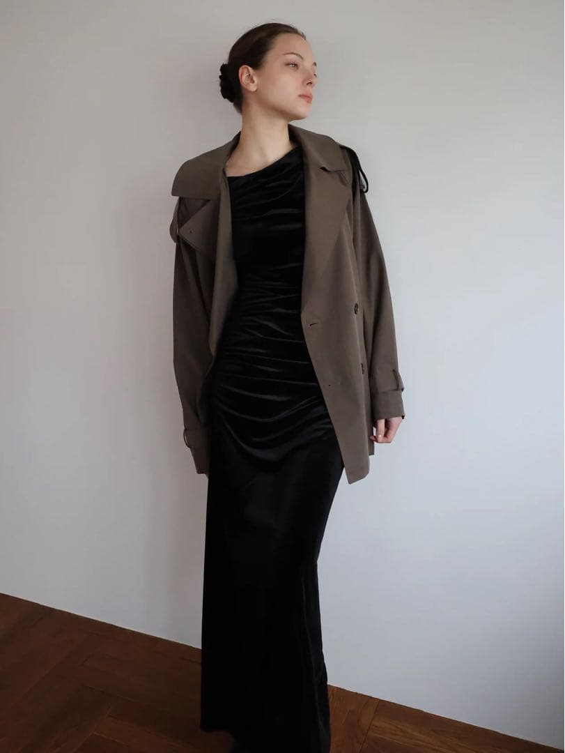 ［タグ付］celon shirring drape velour dress