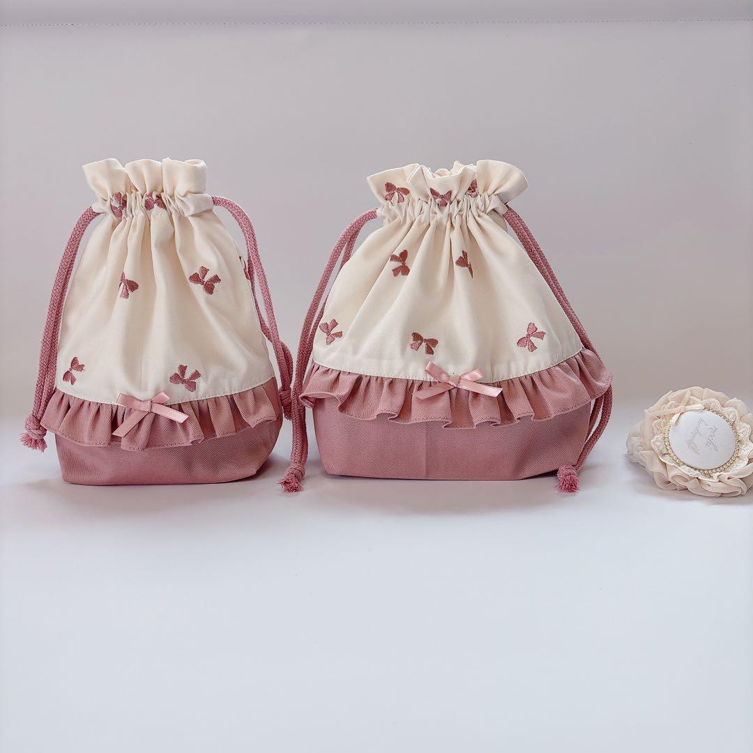 アリエルちゃん様　ハートキルト　レッスンバッグ　上履き袋　キルティング　ヌビ