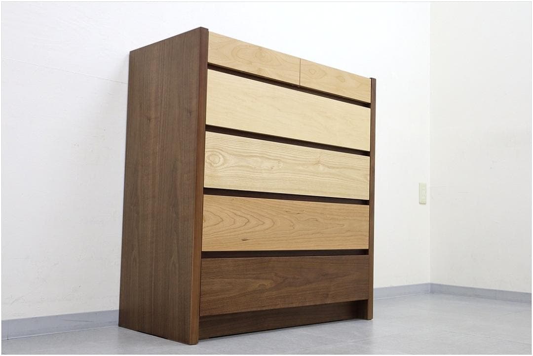 展示 美品 大川家具 Mobel メーベル チェスト 5段 整理タンス 幅90