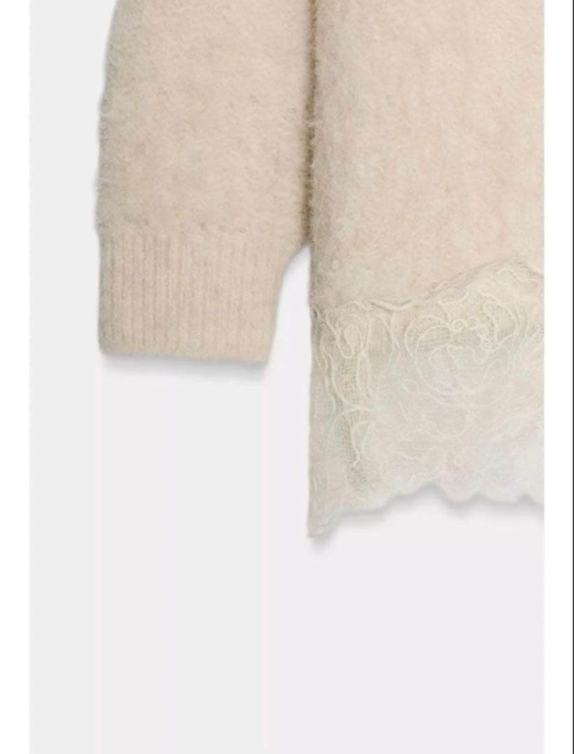 ZARA レースコンビニットセーター S エクリュ 未使用品