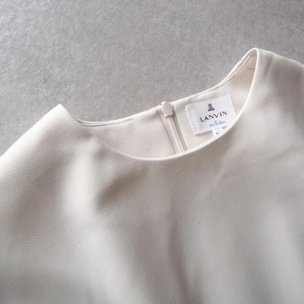 美品 ランバンオンブルー 2万 ペプラムブラウス ホワイト ギャザーブラウス