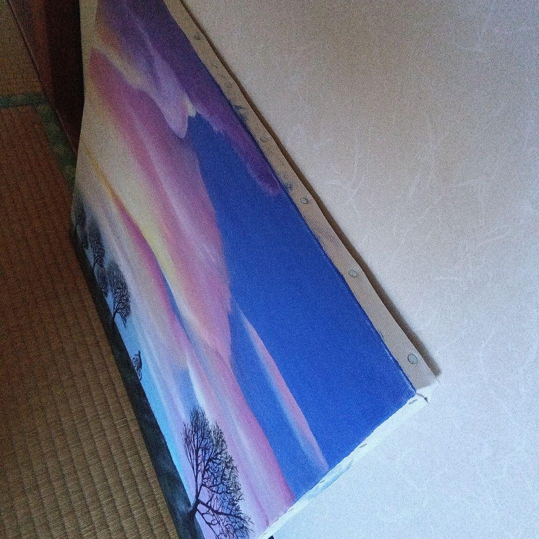 油彩画 題名「春夕焼の向こうへ」額縁付F10号