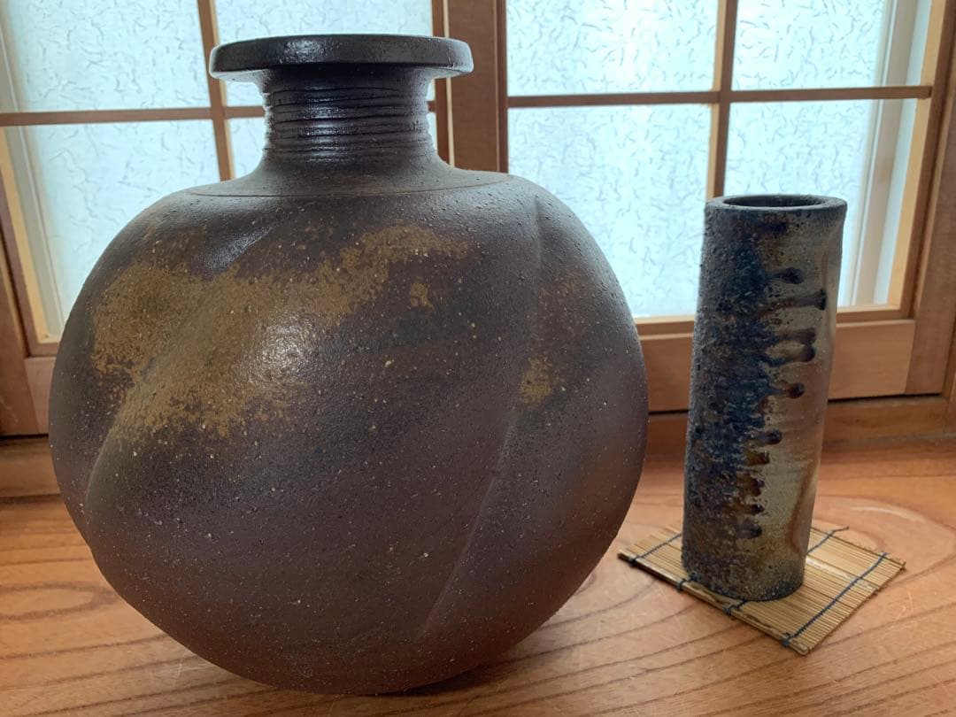 備前焼　壺　花瓶　陶芸　焼物　2点セット