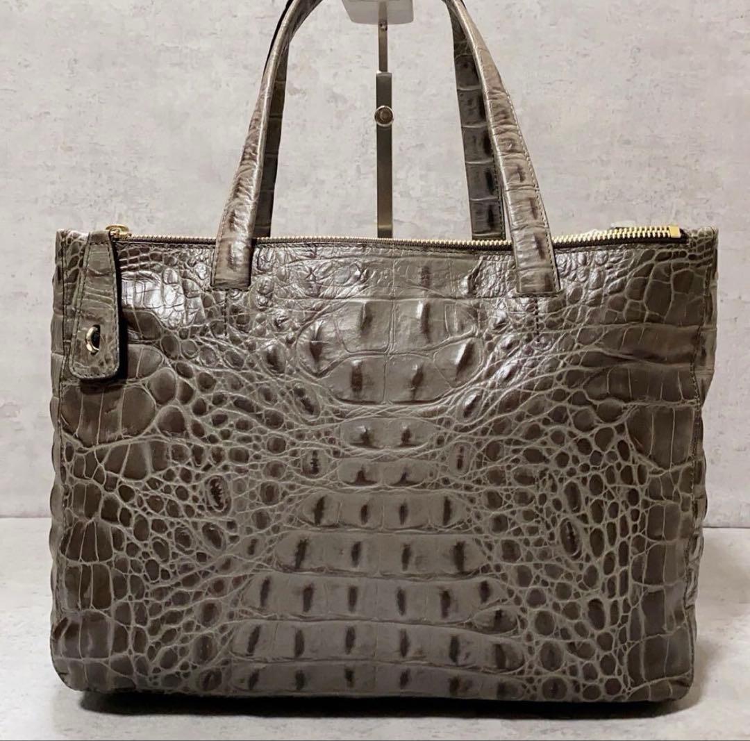 極美品 FURLA フルラ クロコ型押し 2way トートバッグ A4可 大容量