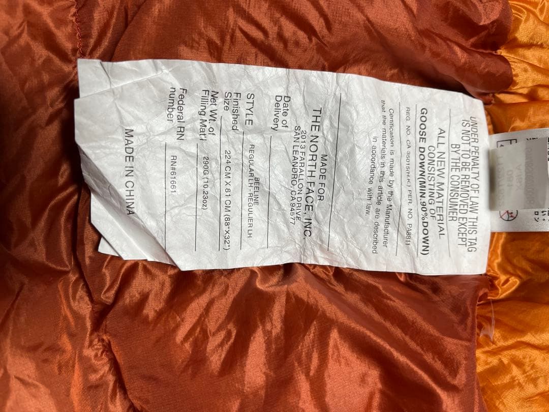 ノースフェイスTHE NORTH FACE BEELINE850 ダウンシュラフ