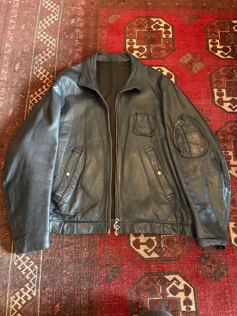 70sフランス軍 パイロットジャケット レザー 官給品