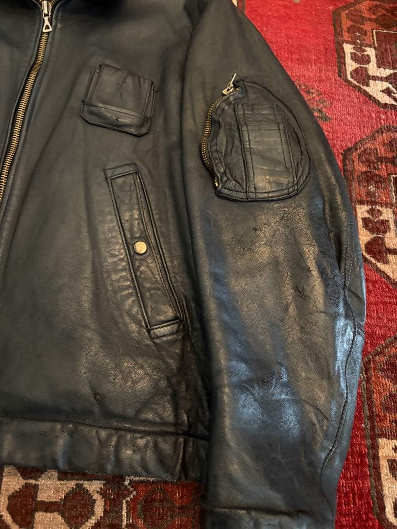 70sフランス軍 パイロットジャケット レザー 官給品