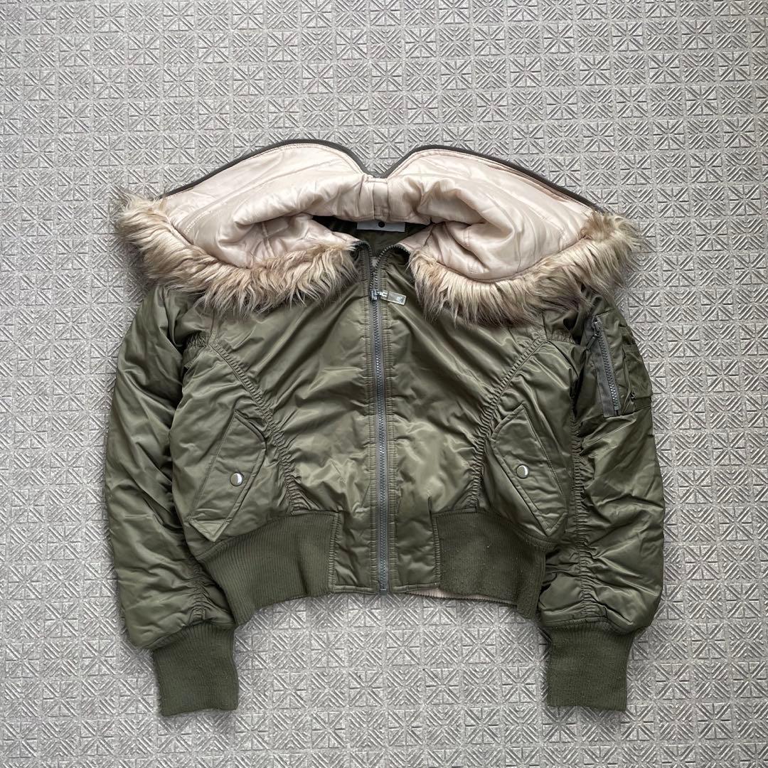 Y2K N2B 短丈 フライト ボンバー ジャケットCargo ファーフード39