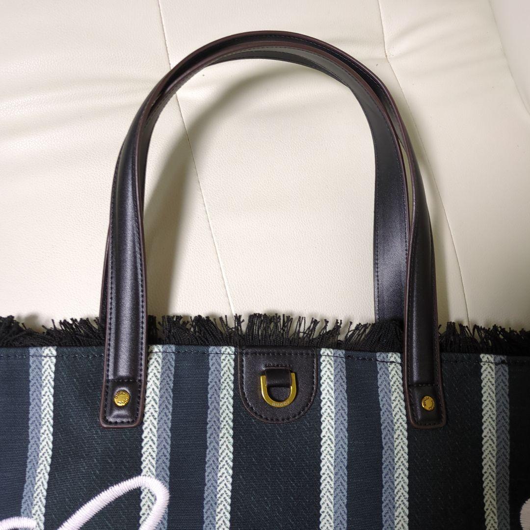 Gucci ストライプトートバッグ 　大　ネイビー ノベルティ