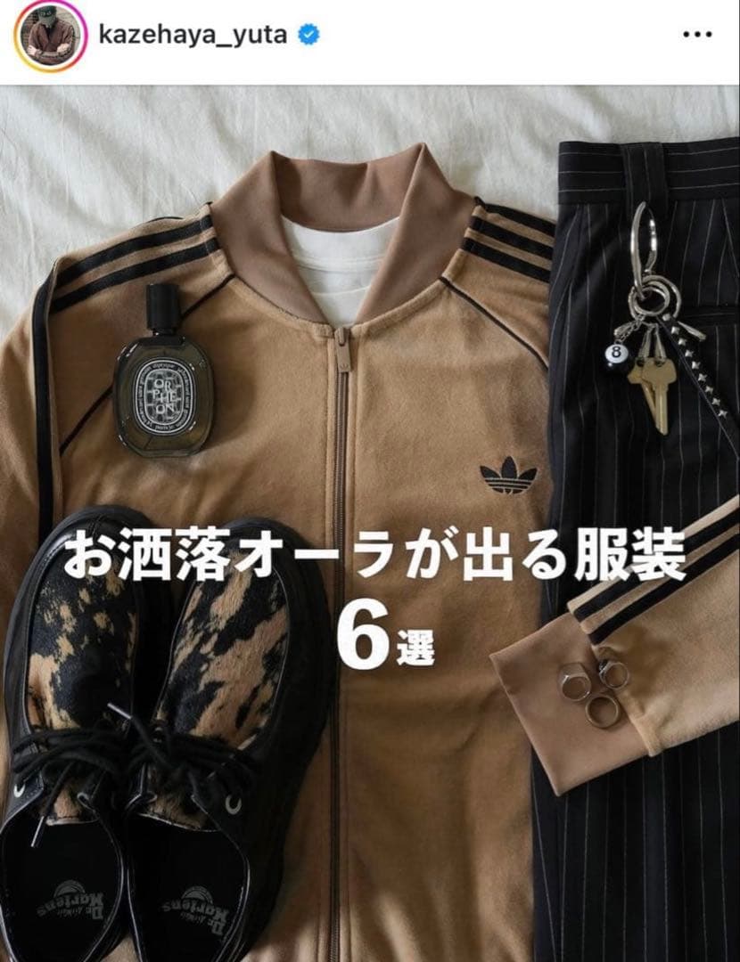 新品M】adidas アディカラー ブラウン ベロア トラックトップ 風早ゆうた