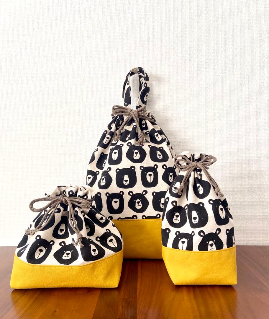 おとぼけおかおのくまちゃん　ハンドメイド　入園入学　5点セット　レッスンバッグ