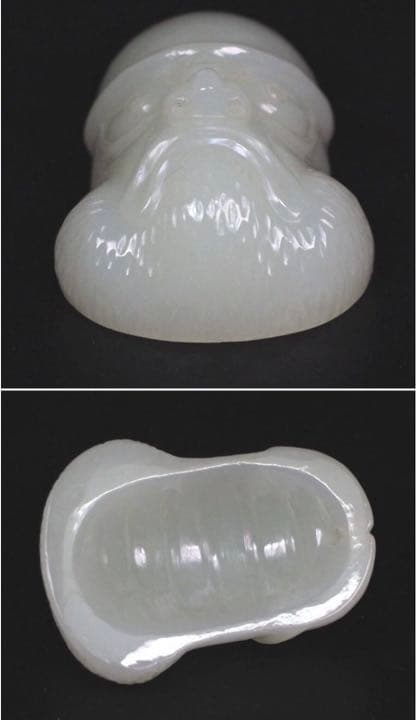 送料無料　和田玉/白玉彫刻　男根/菩提達磨像　59ｇ　箱付　時代物