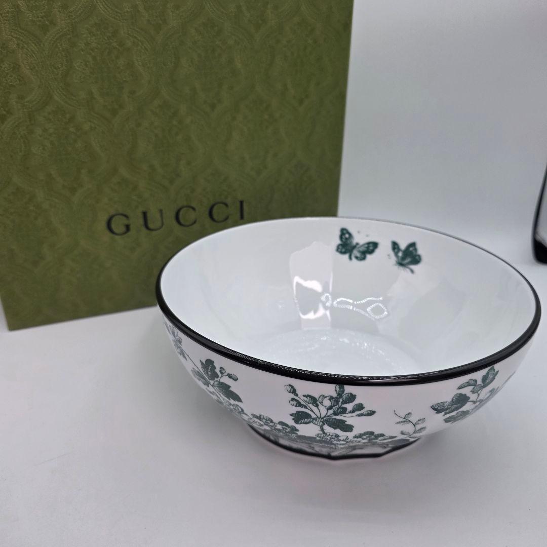 GUCCI　ハーバリウム　サラダボウル　グリーン　箱付き　未使用保管品　23cm