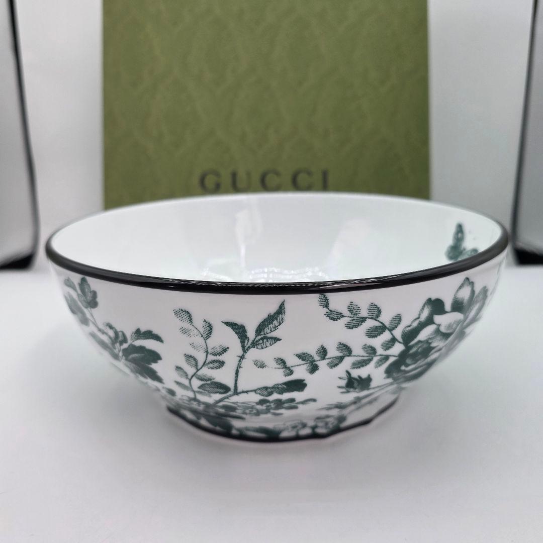 GUCCI　ハーバリウム　サラダボウル　グリーン　箱付き　未使用保管品　23cm
