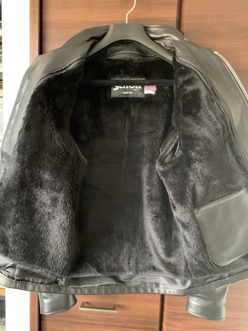 Schott 黒 レザー シングルライダースジャケット