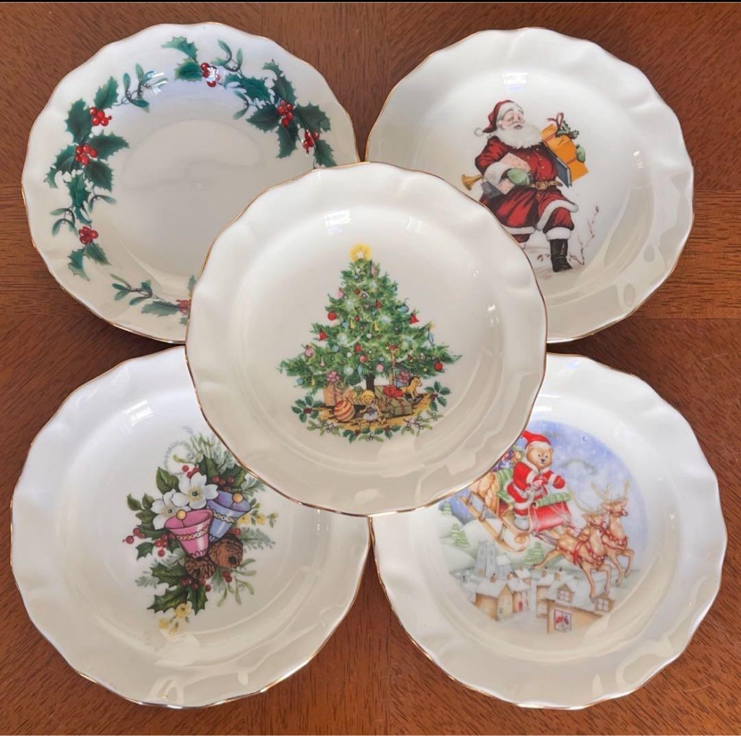 【美品】ロイヤルウィンチェスターダッチェス★クリスマス★プチプレート5枚