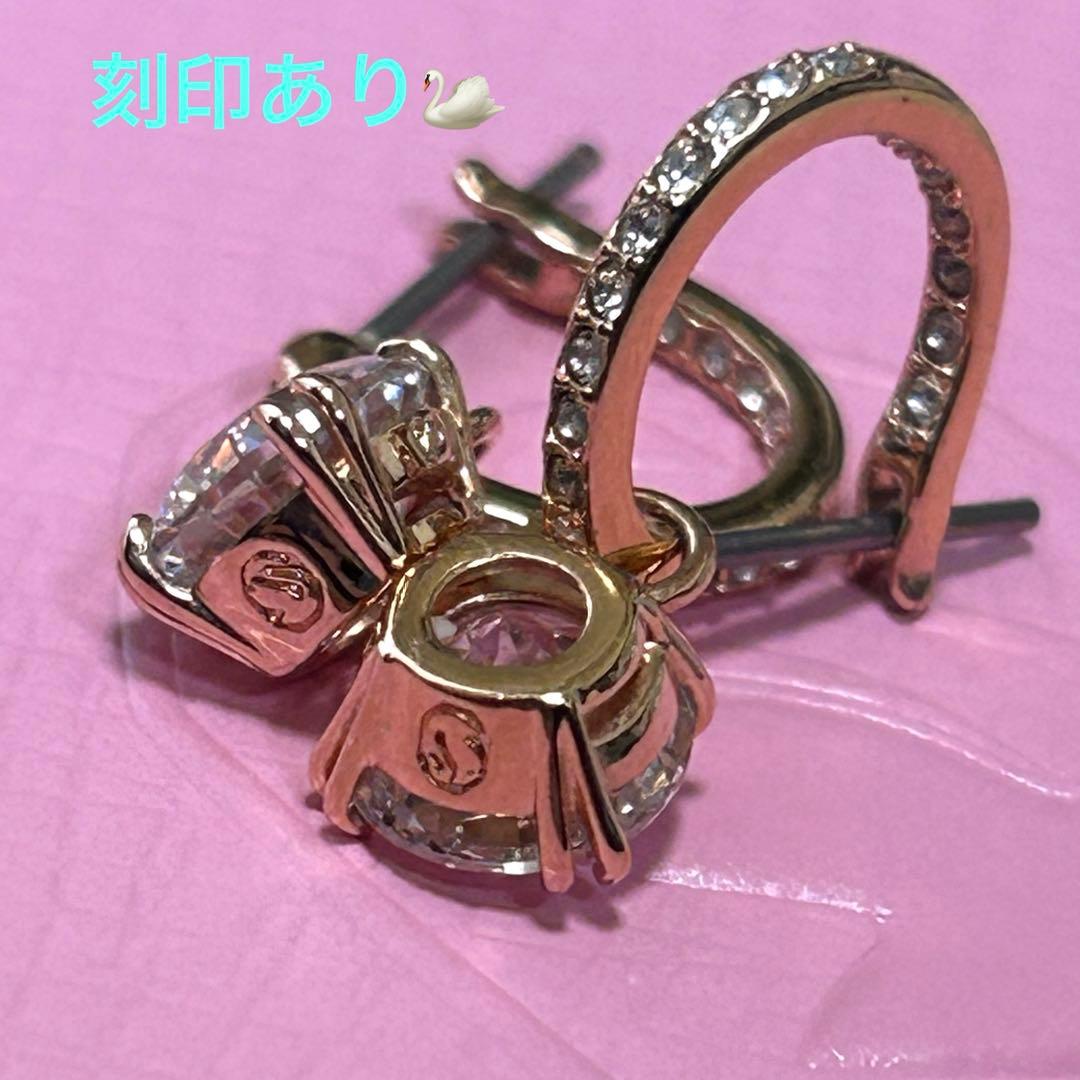 スワロフスキー Stilla ドロップ ピアス ラウンドフープ ゴールド