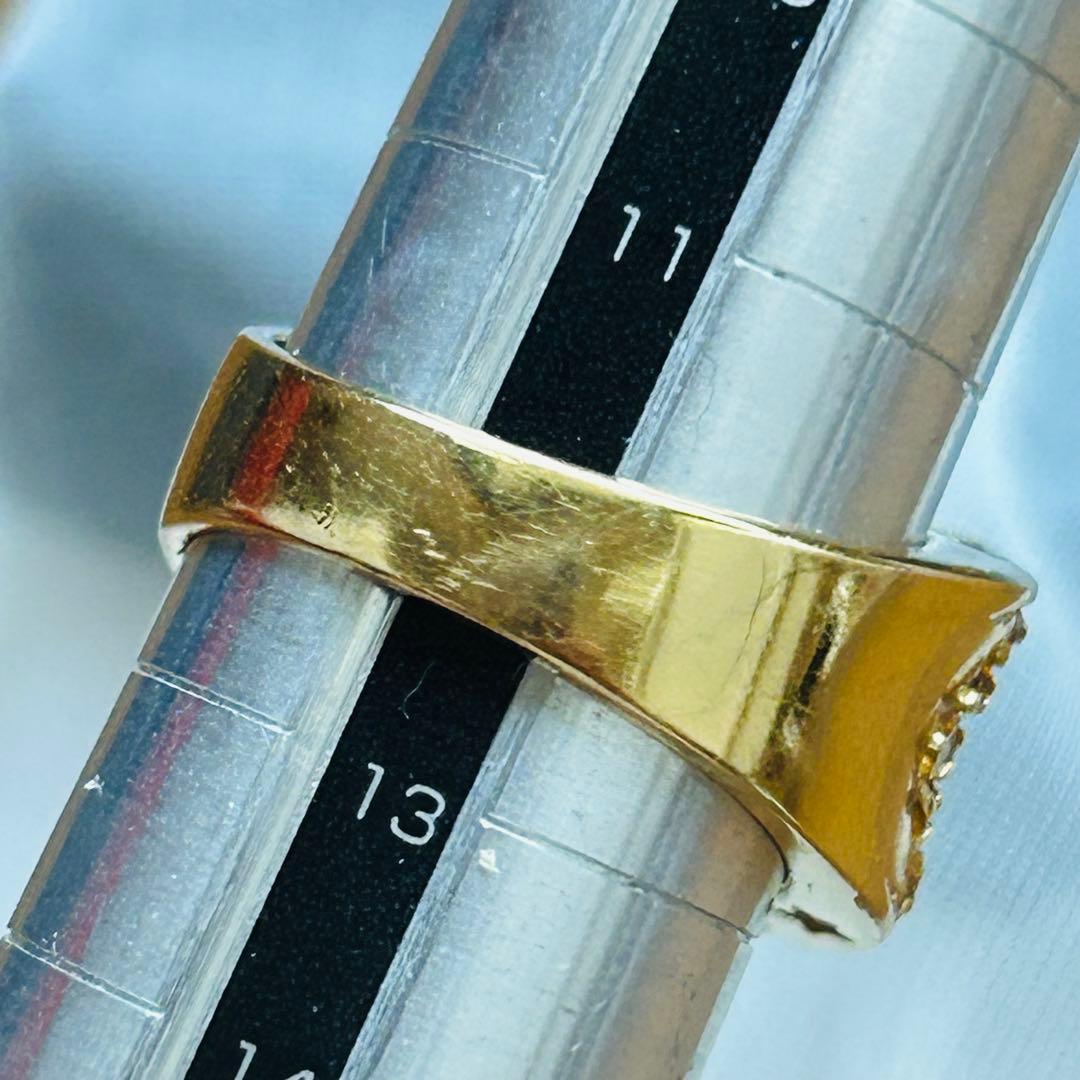 オレンジサファイア　リング　指輪　星　スター　グラデーション　K18 はちみつ