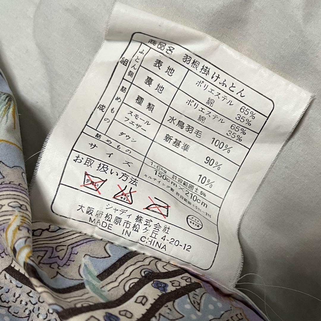 羽毛掛け布団 青系 花柄　スモールフェザー90% 1.6キロ