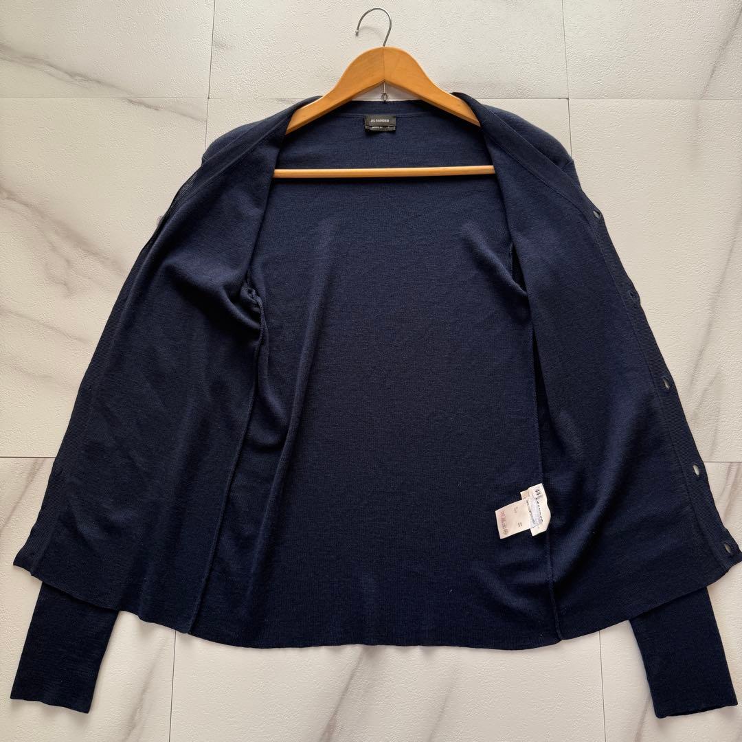 美品 JIL SANDER カーディガン ウール シルク ネイビー イタリア製