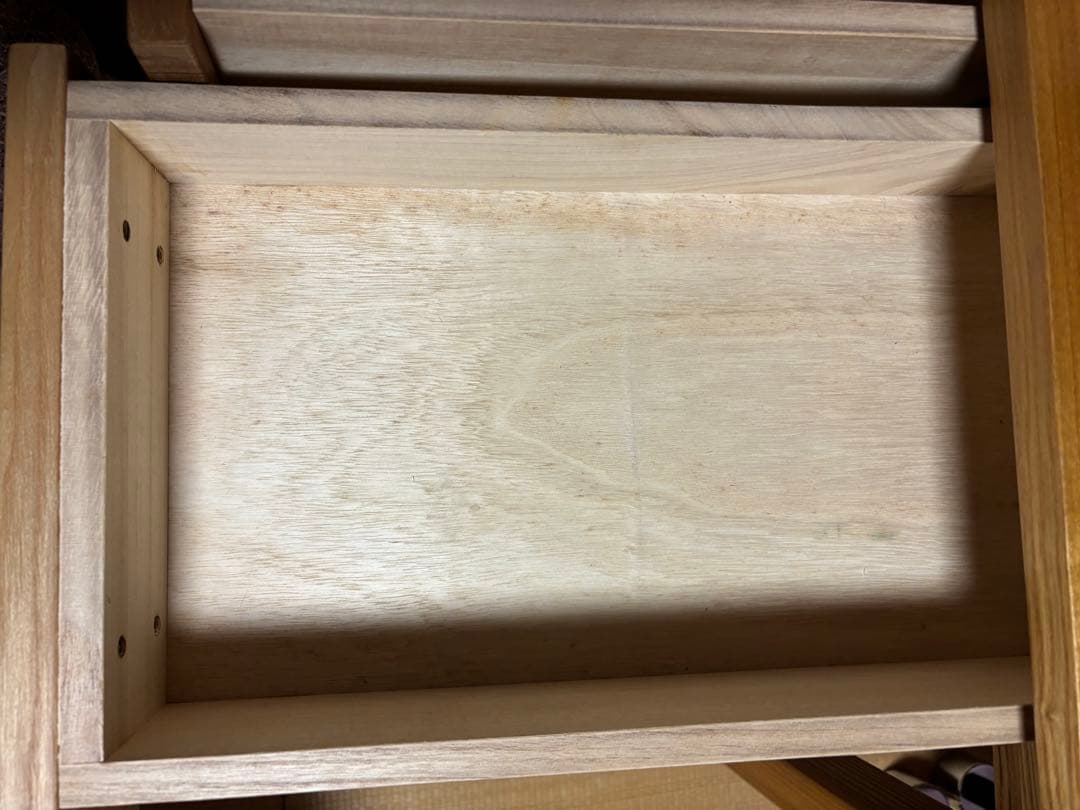 すんすん 引き取り限定 無印良品 無垢材ウッドデスク 2引き出し付き