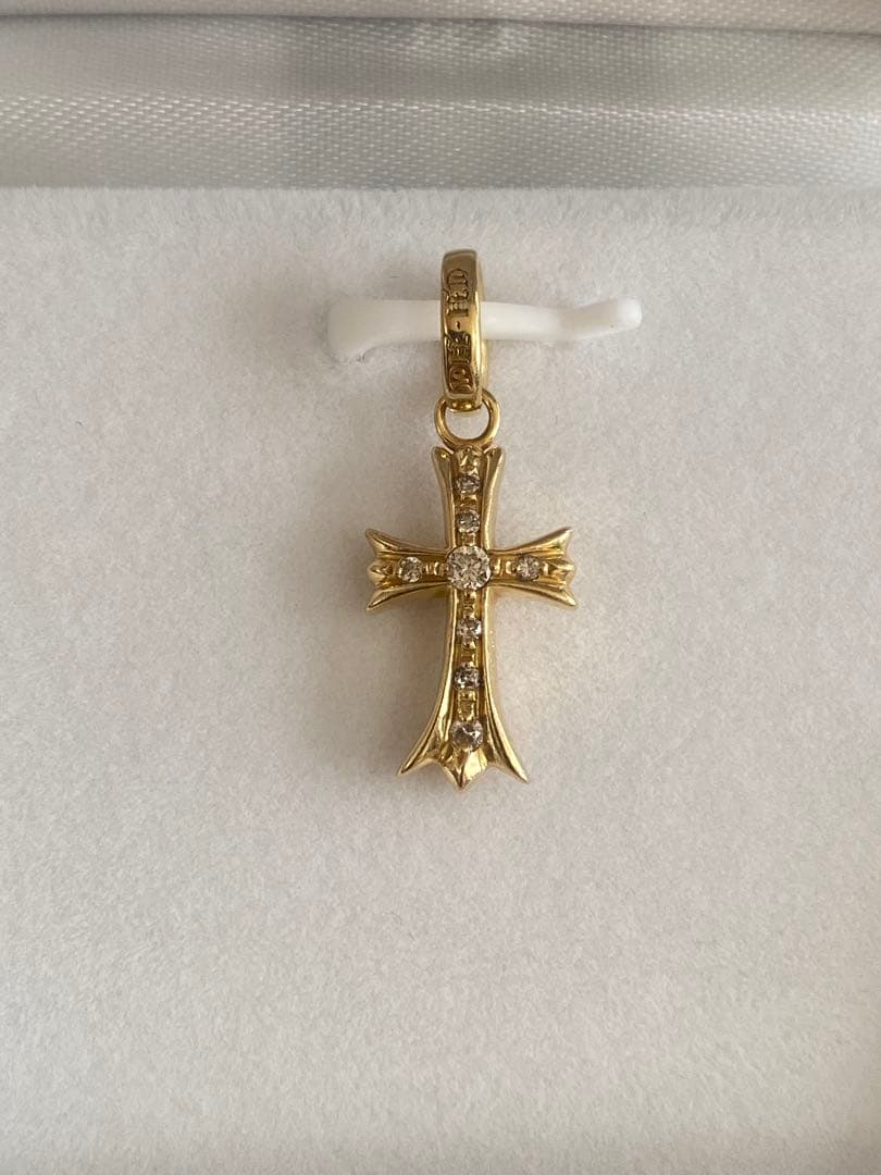 極美品 K18 クロス 両面十字架 ダイヤモンド ネックレス トップ 18金