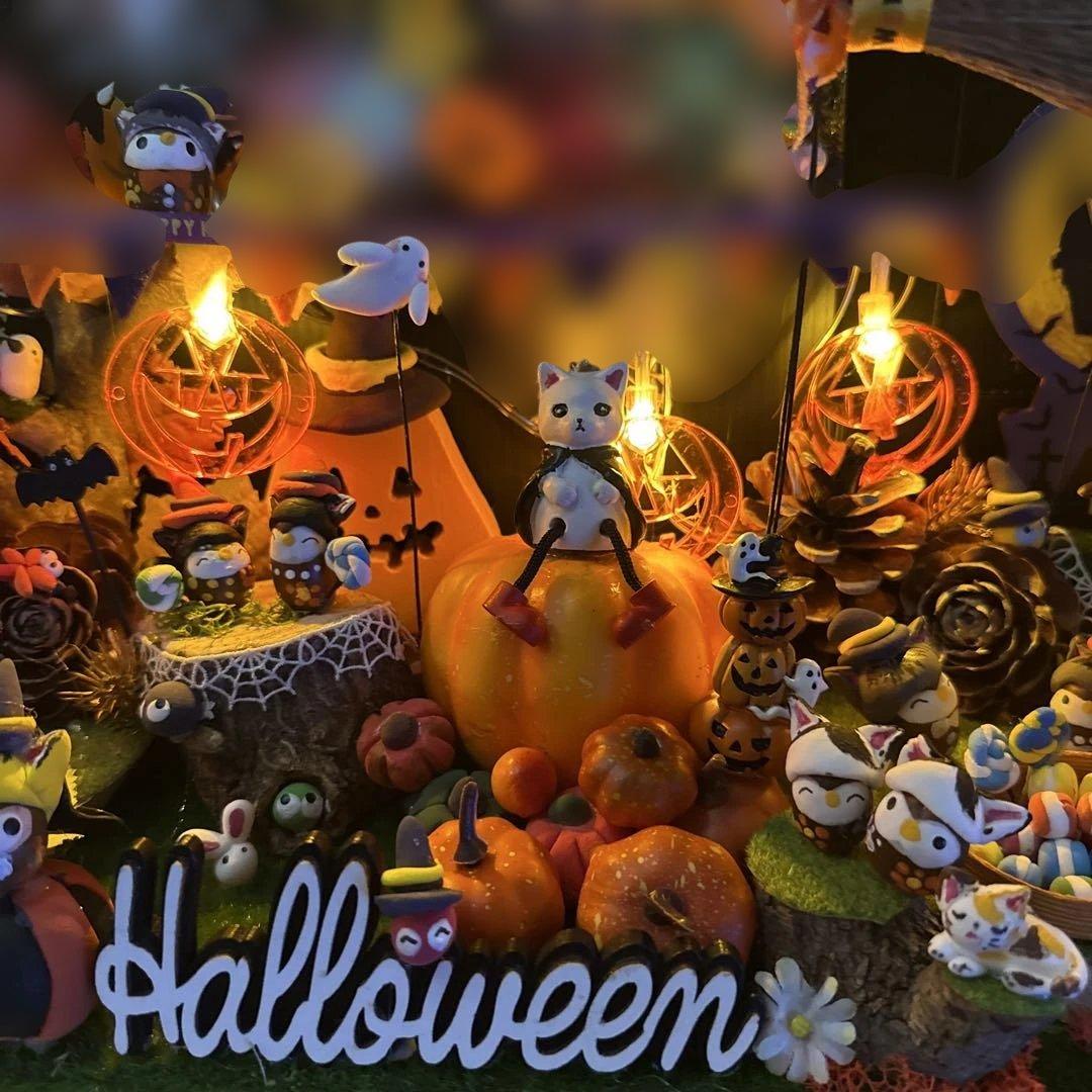 どんぐりアート♡お月見＆Halloweenねこ帽子BIGオブジェ♡