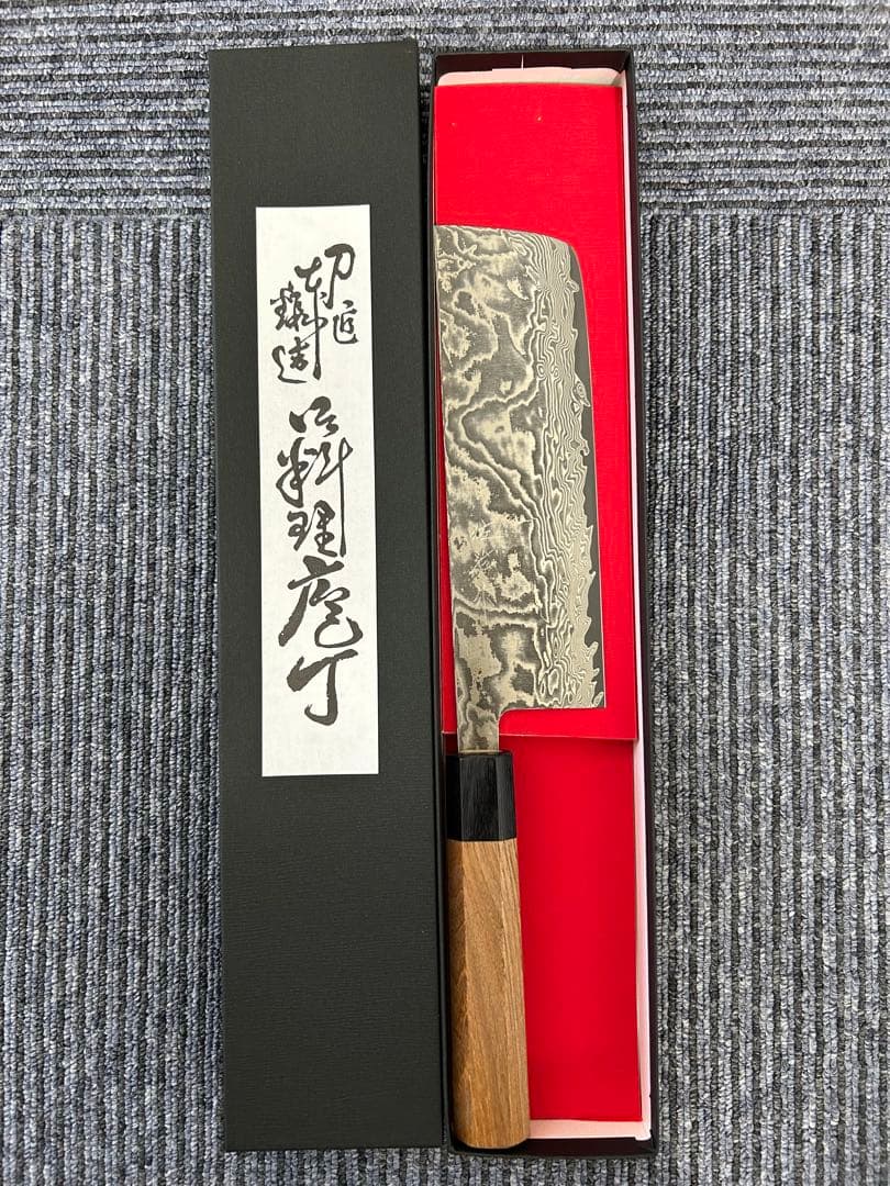 佐治作 VG10 ダマスカス鋼 菜切包丁 170mm 黒仕上げ