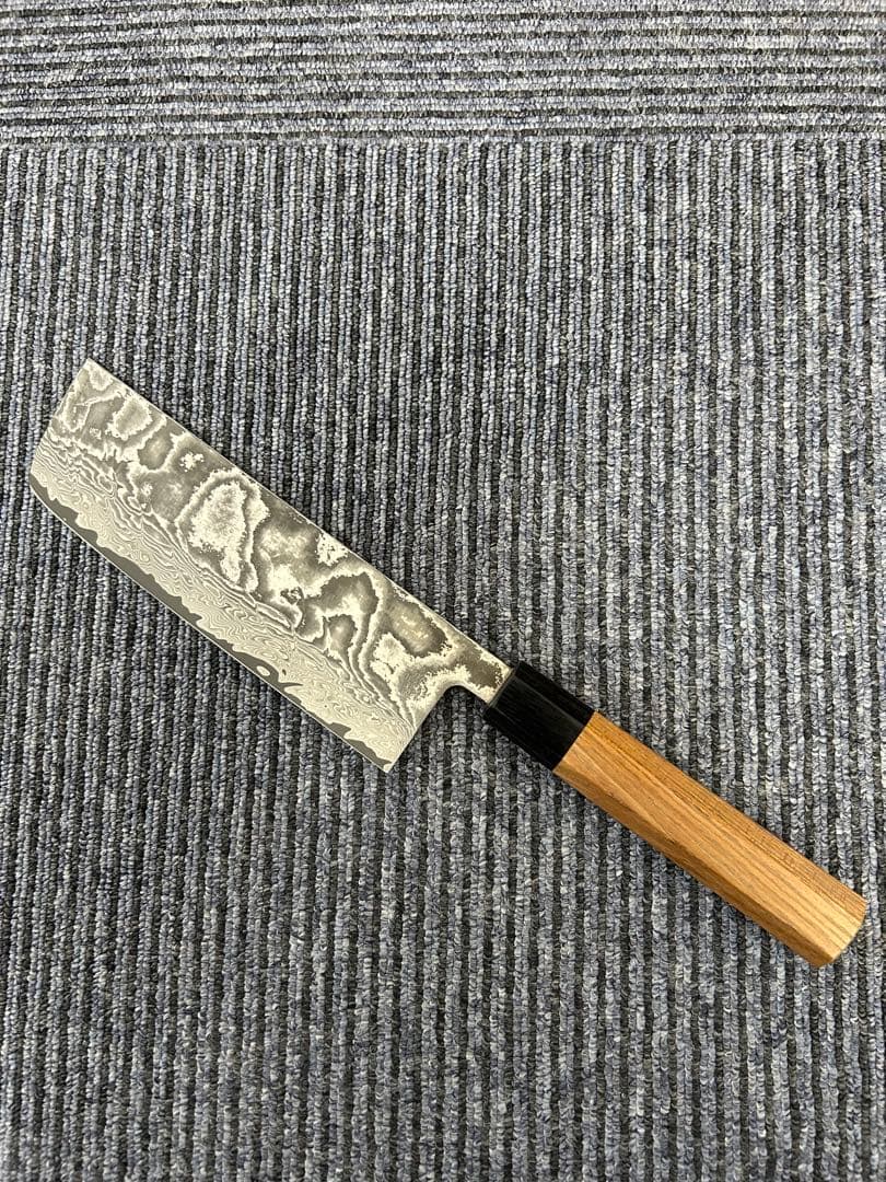 佐治作 VG10 ダマスカス鋼 菜切包丁 170mm 黒仕上げ