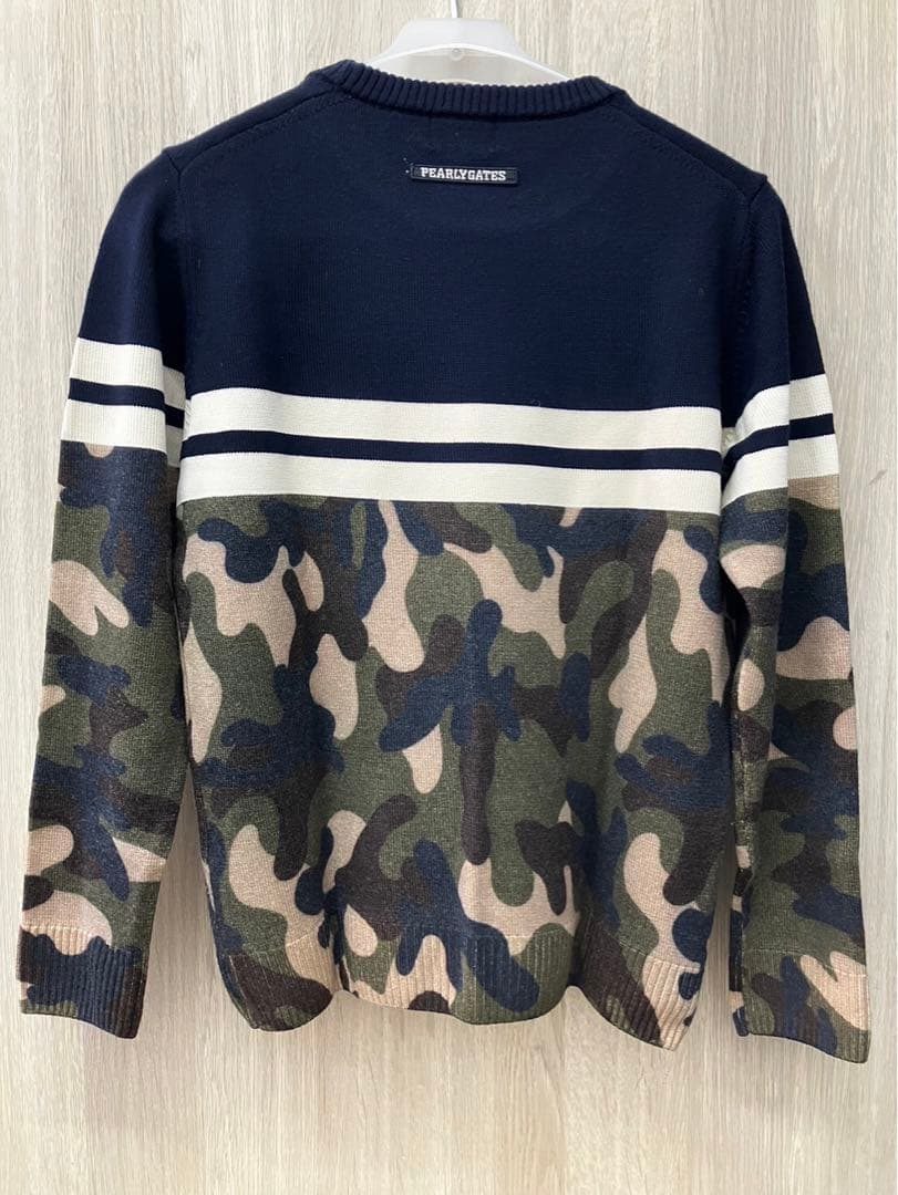 美品 パリーゲイツ メンズ ニット セーター カモフラージュ ネイビー