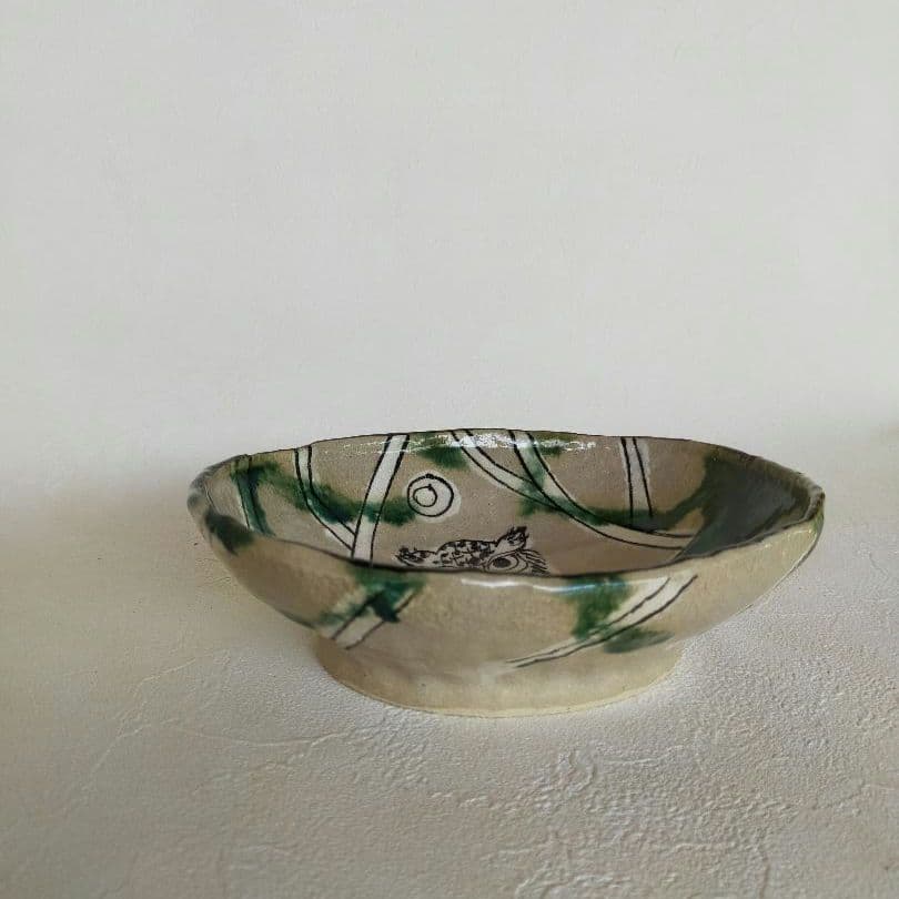【レア新品・未使用✨】林和一作　中皿　陶芸　フクロウ
