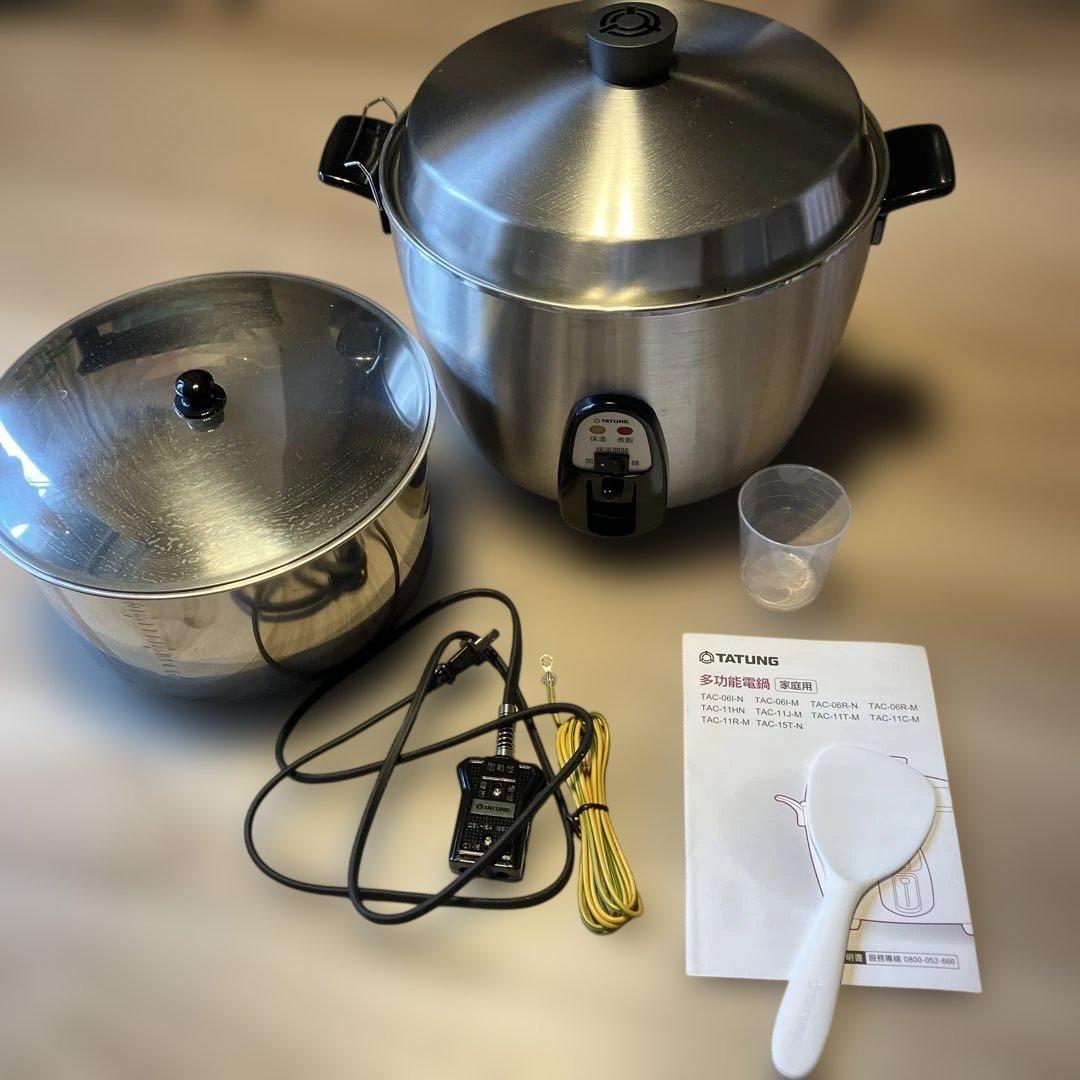 日本未発売TATUNG 大同電鍋　15合オールステンレス　高蓋つき　保温調理鍋