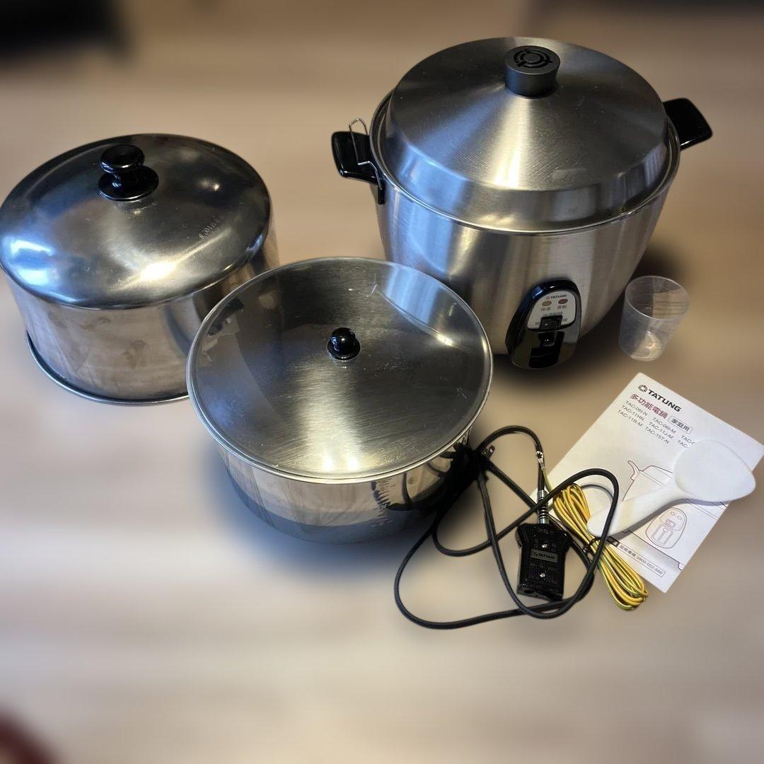 日本未発売TATUNG 大同電鍋　15合オールステンレス　高蓋つき　保温調理鍋